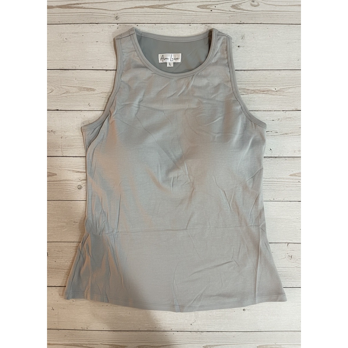 Nwt Ava Lane Womens Large Light Gray Racerback Tank Top Built-In Shelf Bra — image 5 of 8
